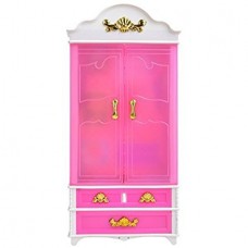 1pcs Pink Plastic Wardrobe Furniture for Barbie Doll House Clothing Shoes Accessories Can Open wardrobe Fit Collector Clothes Case Storage   